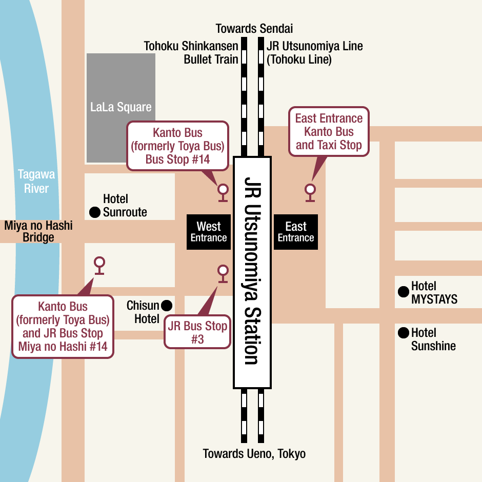 Access from JR Utsunomiya Station